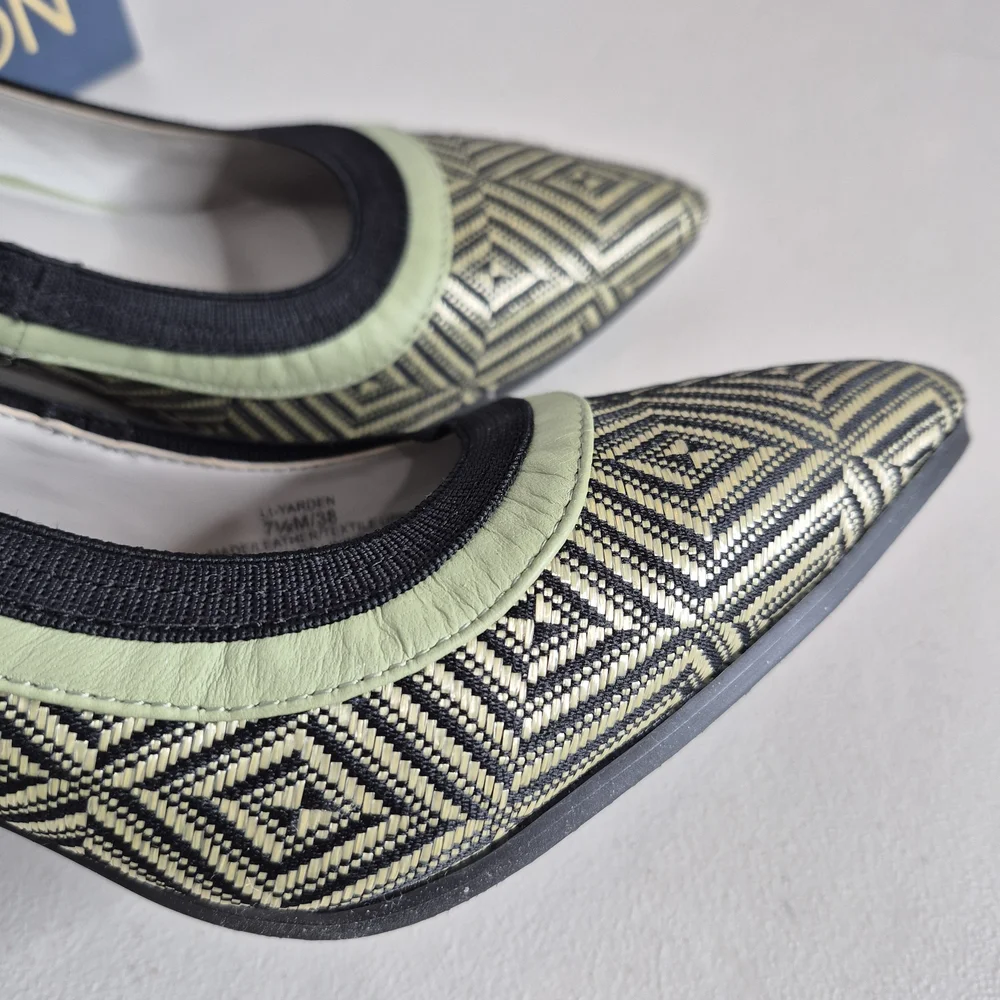 Lori Goldstein Collection LI-Yarden Raffia Block Heel Pumps - Size 7.5